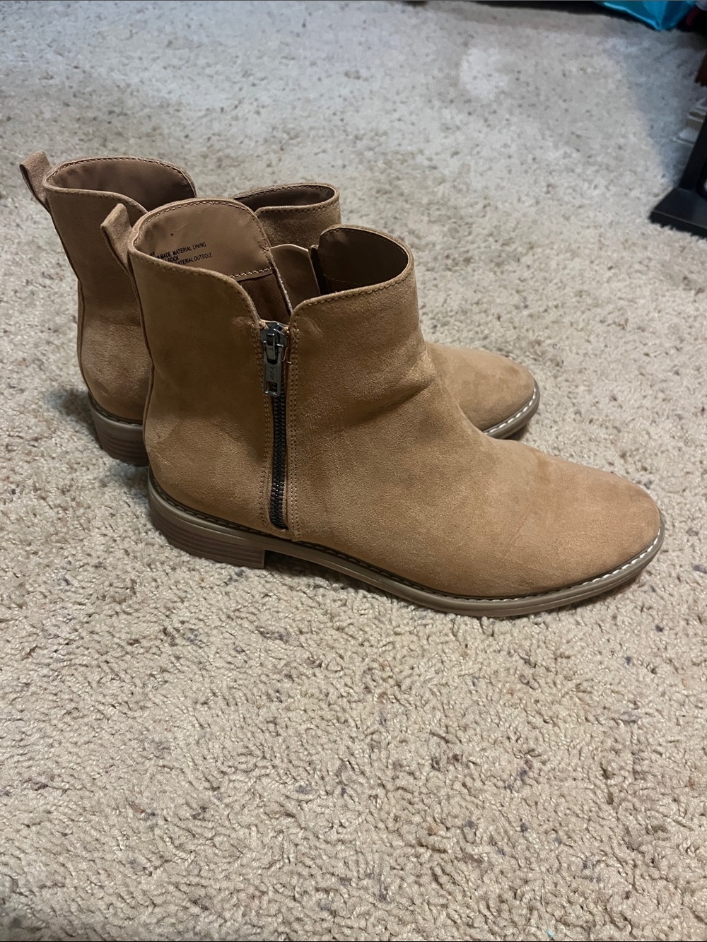 Universal Thread Tan Suede Side-Zip Ankle Booties